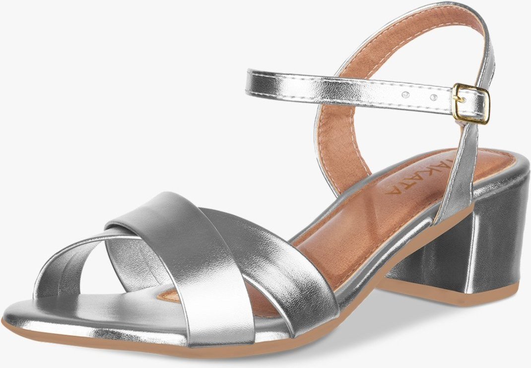 Imagem principal Sandália Feminina Salto Bloco Baixo Fivela Tiras Cruzadas Metalizada TAKATA BY RAFAEL TAKATA prata velho TAKATA BY RAFAEL TAKATA prata velho