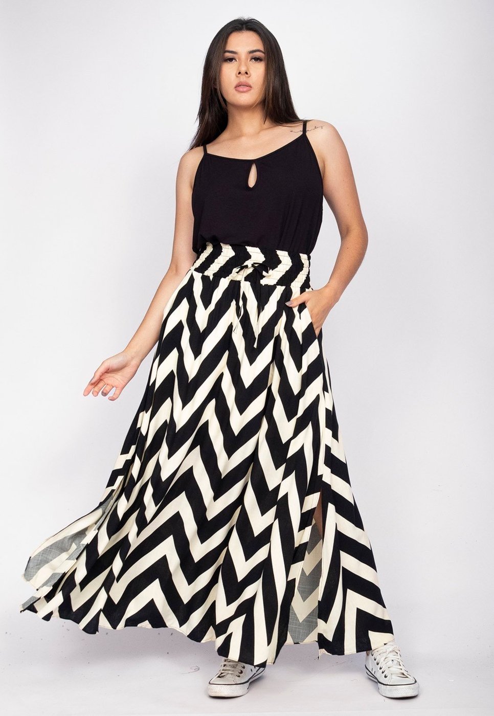 Saia Longa Amazonia Vital Viscose Estampa Impacto