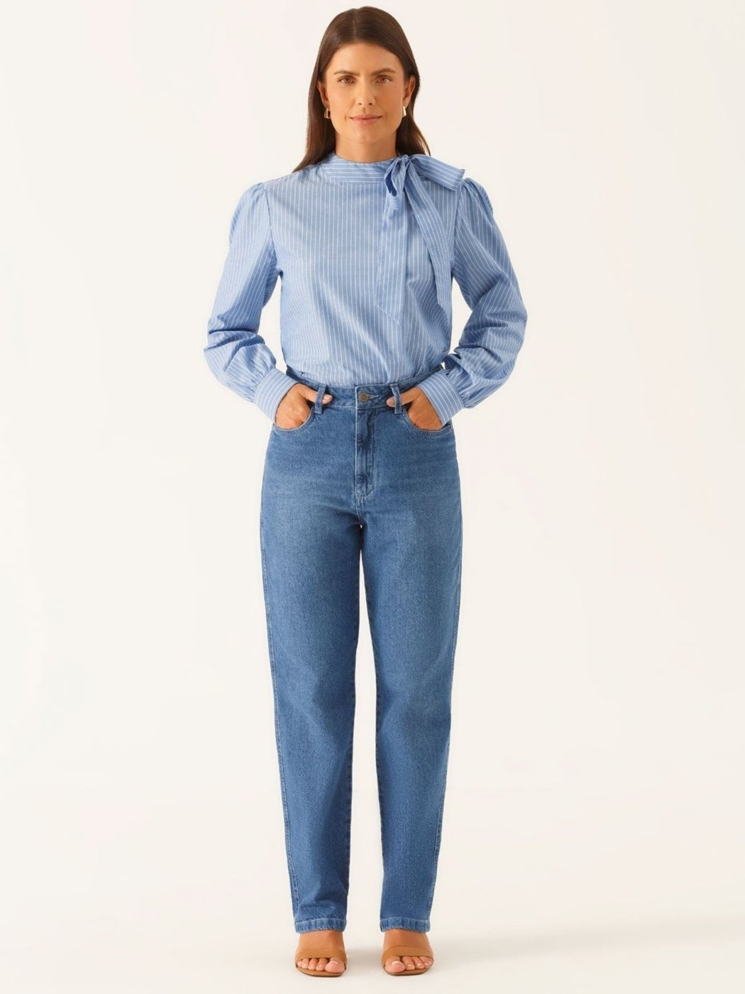 Calça Jeans Reta Regular Azul Médio Vivara