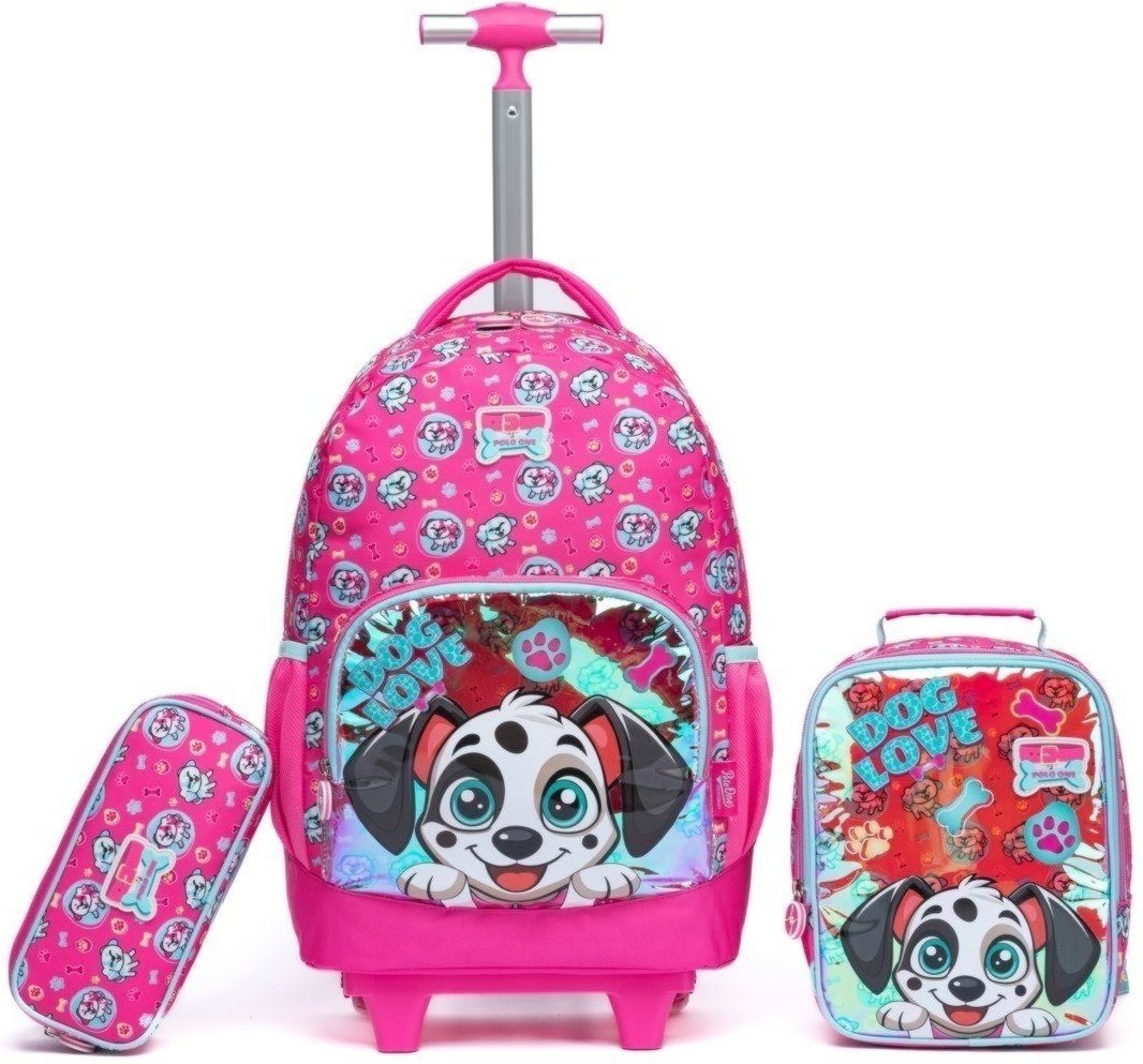 Infantil - Kit Mochila Polo One Rodinha Menina Escolar Lancheira Estojo