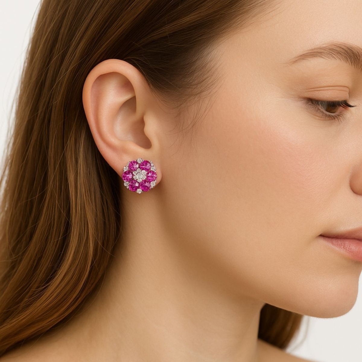 Brinco Vih Triny Prata Feminino Florzinha Roxa