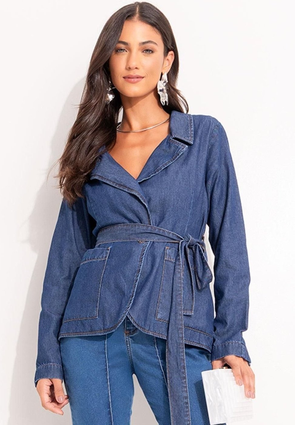 Blazer Jeans Médio Colorido