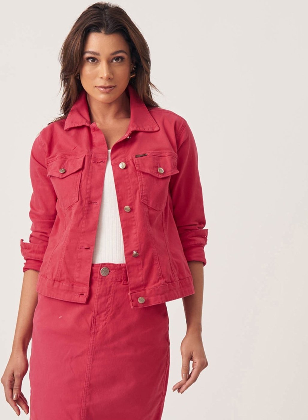 Jaqueta Jeans Color Clássica Pimenta