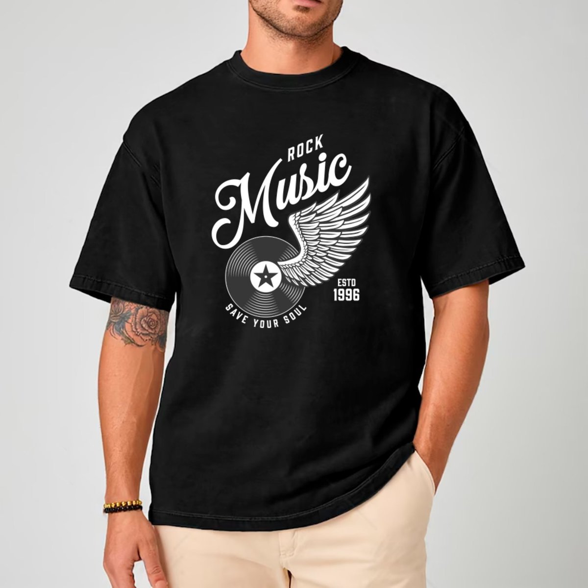 Imagem principal Camiseta Ousy Streetwear Rock Music Vinil Oversized Unissex preto ousy preto