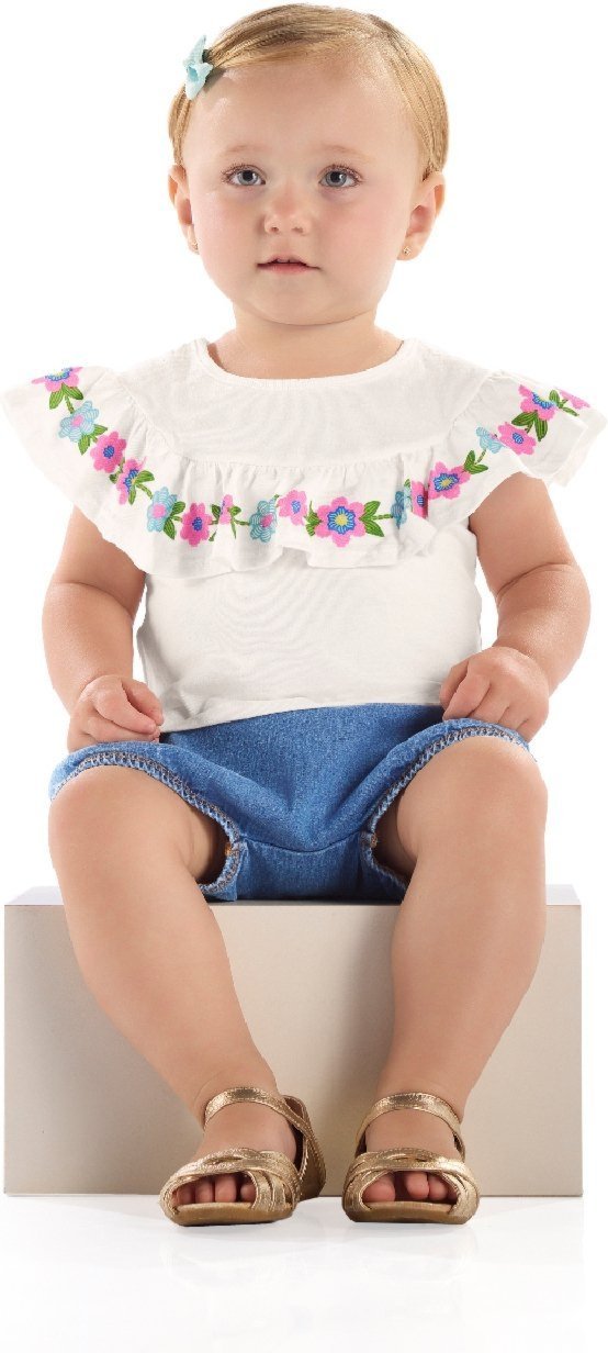 Infantil - Conjunto Blusa Calcinha Jeans Quimby