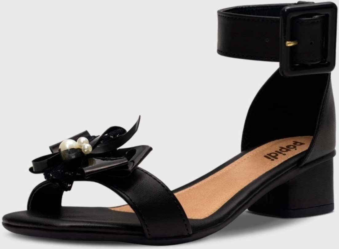 Infantil - Sandália Feminina Pópidi Menina Salto Grosso Perola Renda