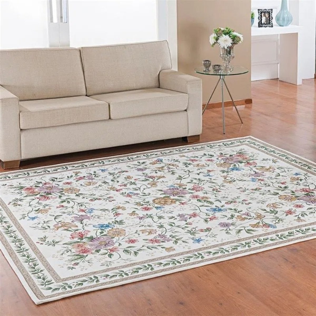 Tapete Sala Quarto 2,00x2,50 Antiderrapante Florido