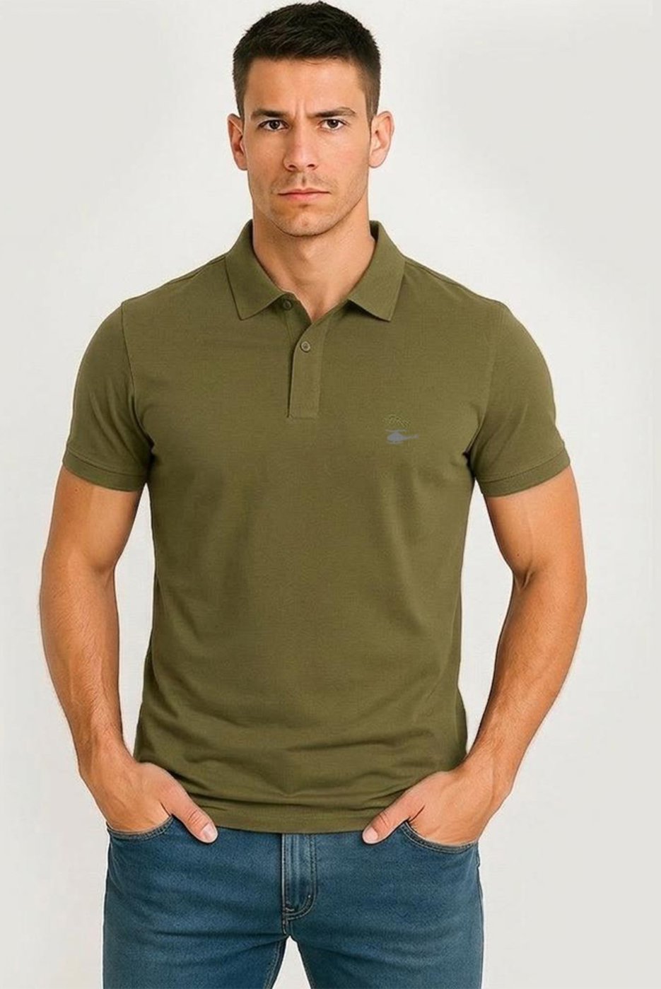 Camiseta Polo Masculina Básica Sallo Premium Militar Oliver
