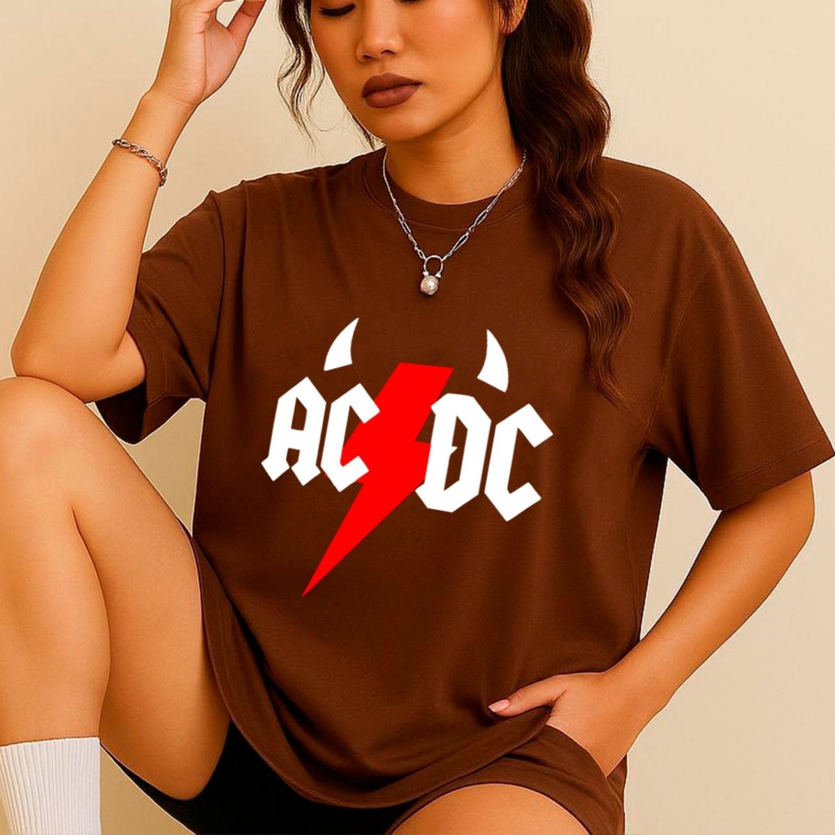 Imagem principal Camiseta Ousy Oversized AC DC Metal Rock Vintage Unissex preto ousy preto