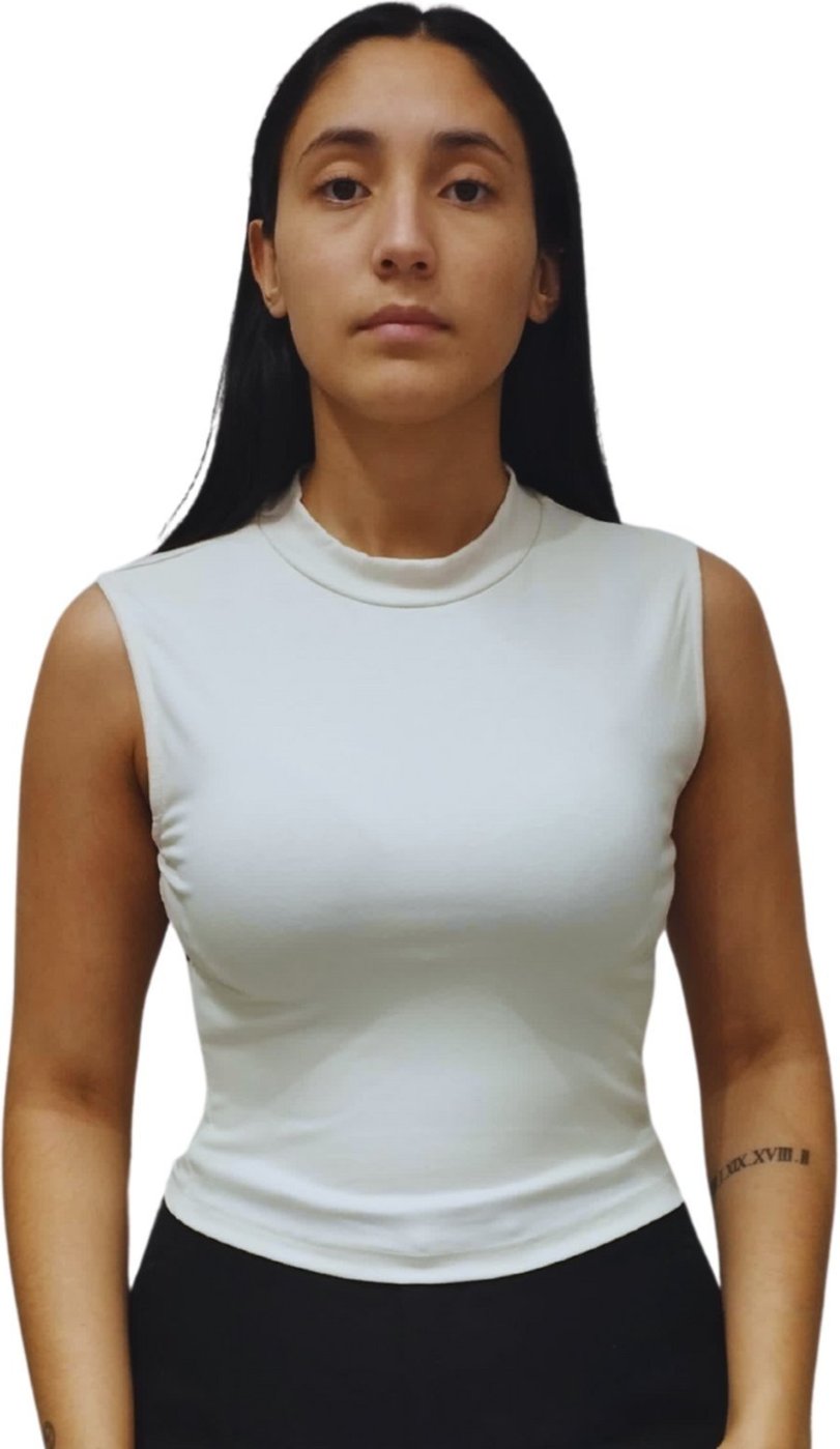 Blusa Cropped Gola Canelada Fino