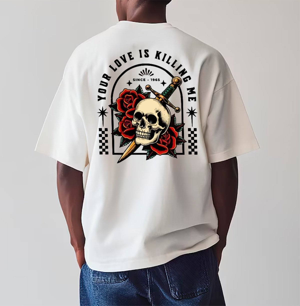 Imagem principal Camiseta Ousy Caveira e Rosas Oversized Unissex preto ousy preto