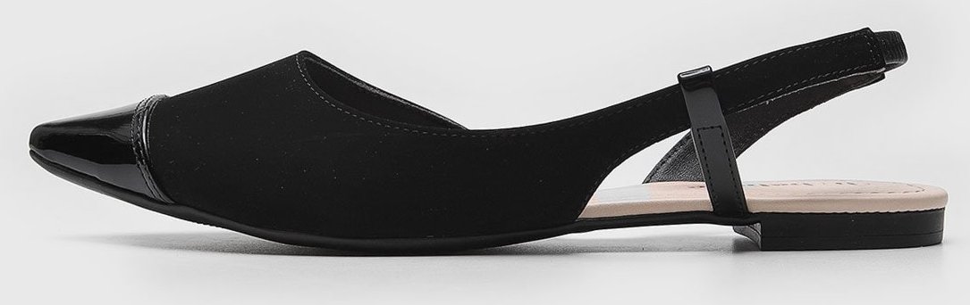 Sapatilha Slingback cê Ponta Verniz Preta