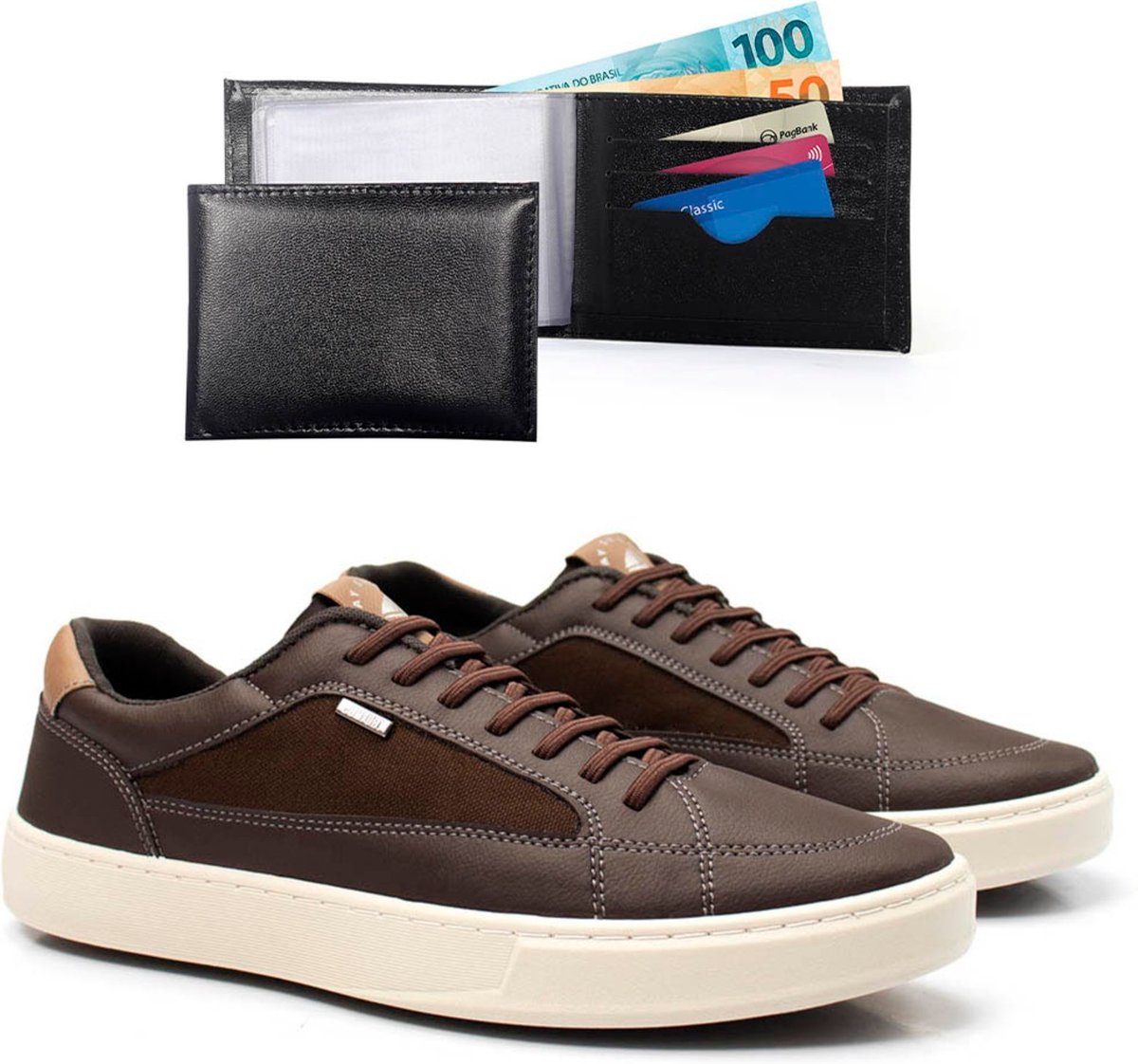 Imagem principal Tenis Casual Masculino Com Carteira Dia A Dia Bredeni Sapatenis Confortavel preto BREDENI preto