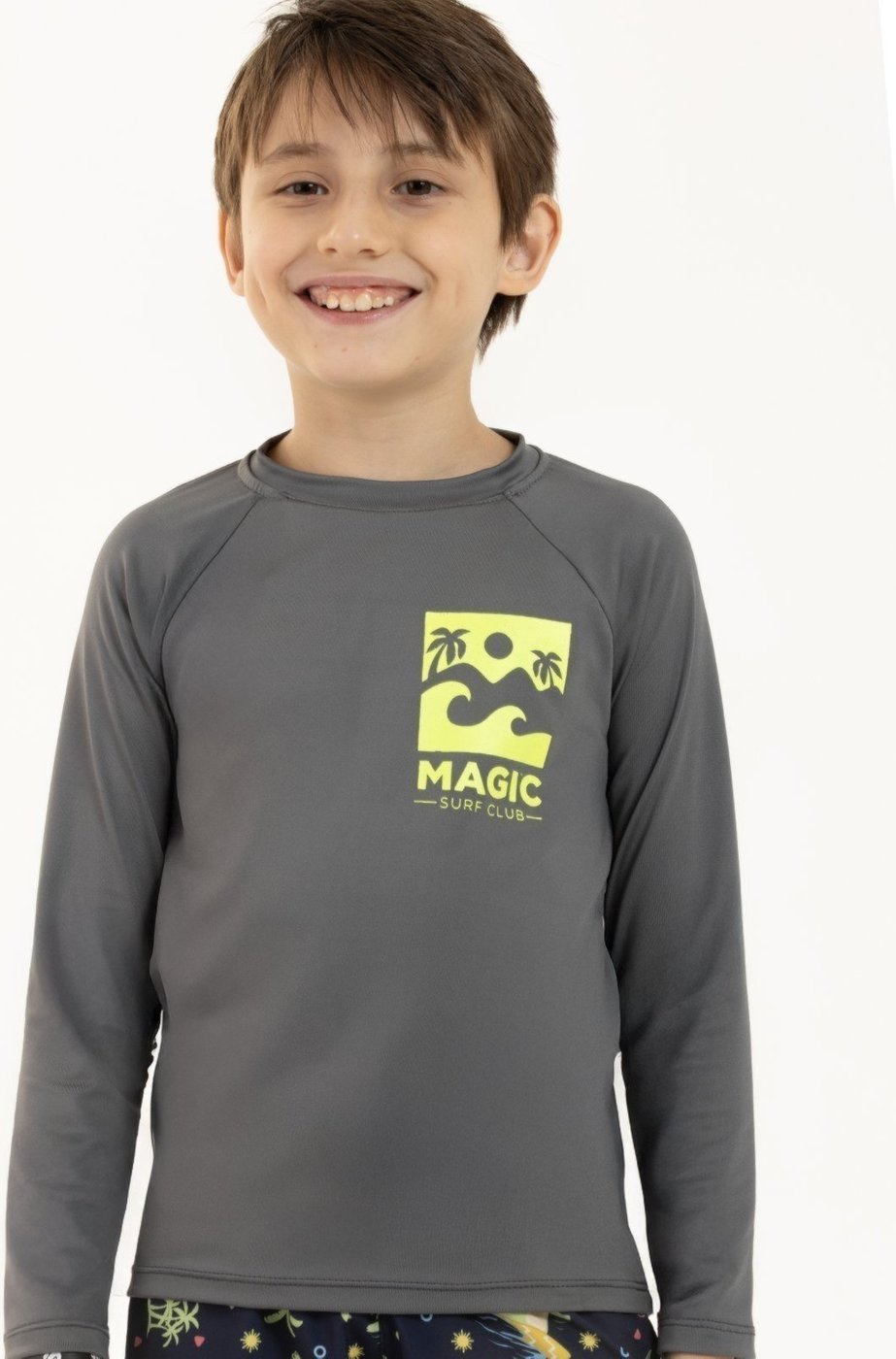 Imagem principal Camisa de Praia Unissex com Proteção UV 50+ - Clube do Surf Magicamente Kids cinza Magicamente Kids cinza