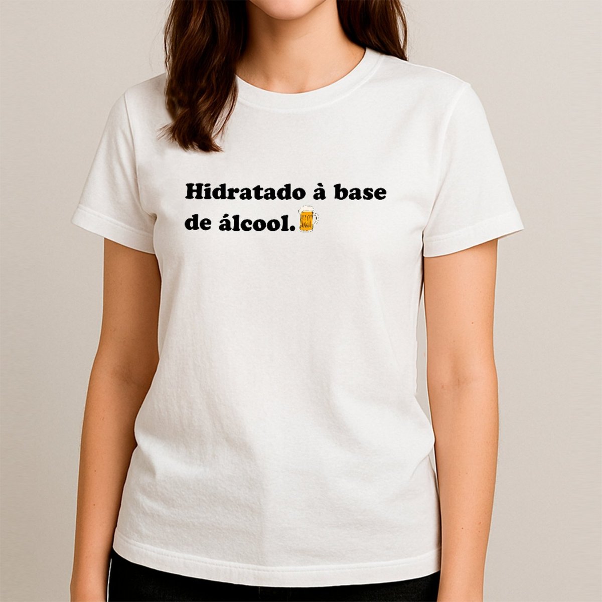 Imagem principal Camiseta Ousy Básica Hidratado À Base Humor Álcool Carnaval Bloco Meme Unissex marrom ousy marrom