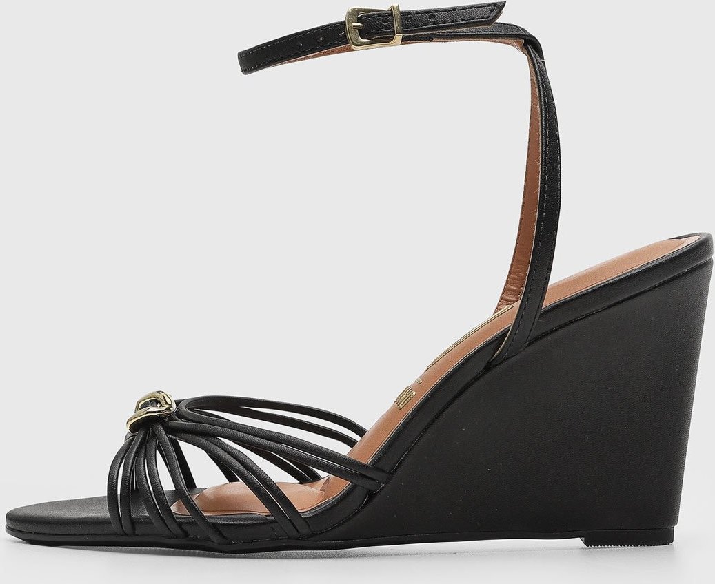 Imagem principal Sandália Feminina Vizzano Salto Anabela Tiras Metalizadas Preta preto VIZZANO preto