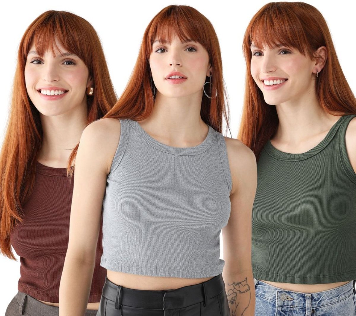 Kit 3 Cropped Levosch Regata Ribana VerdeMilitar