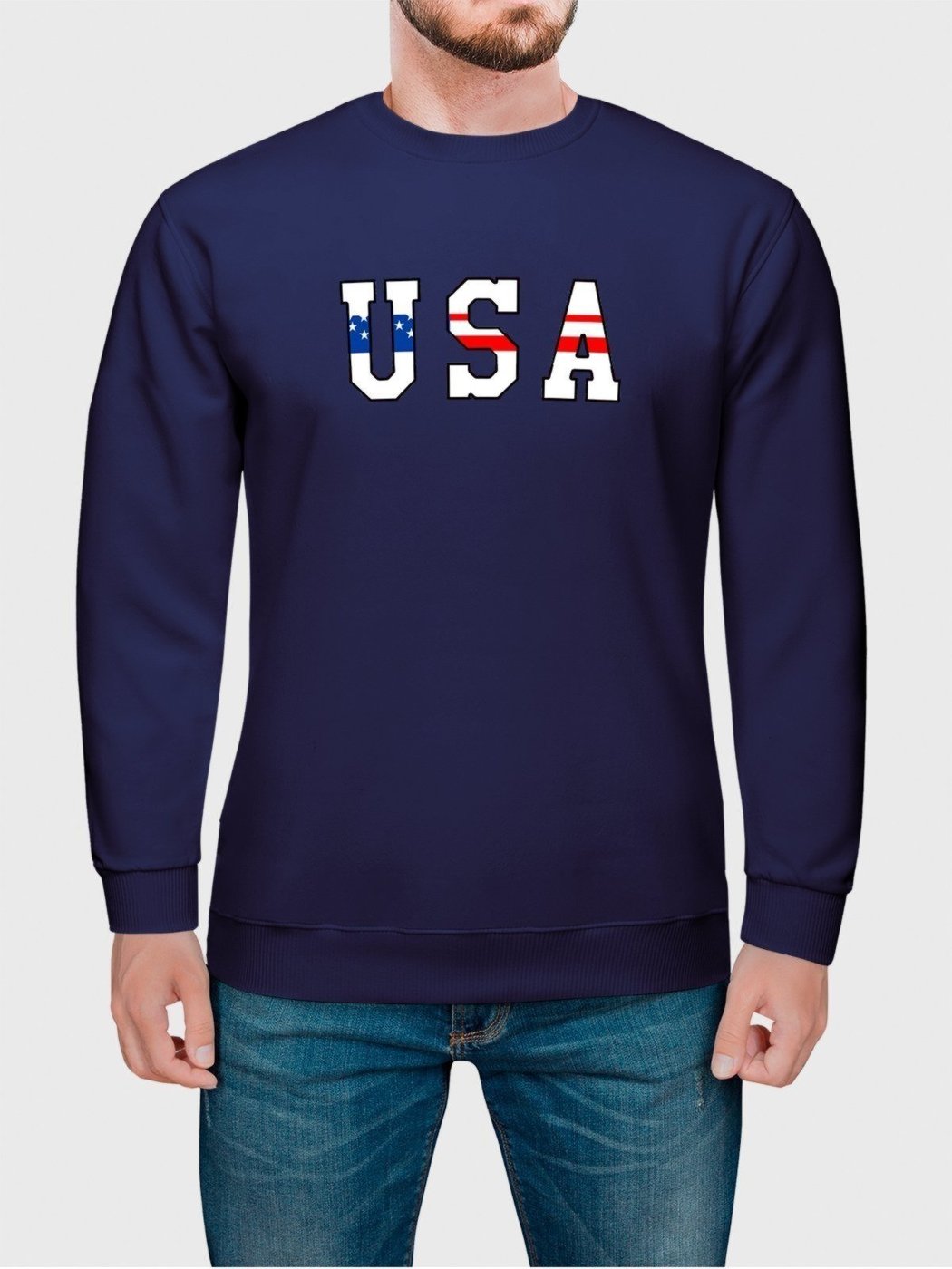 Imagem principal Moletom Gola Redonda Masculino Flanelado Estampa USA Benellys azul marinho Benellys azul marinho