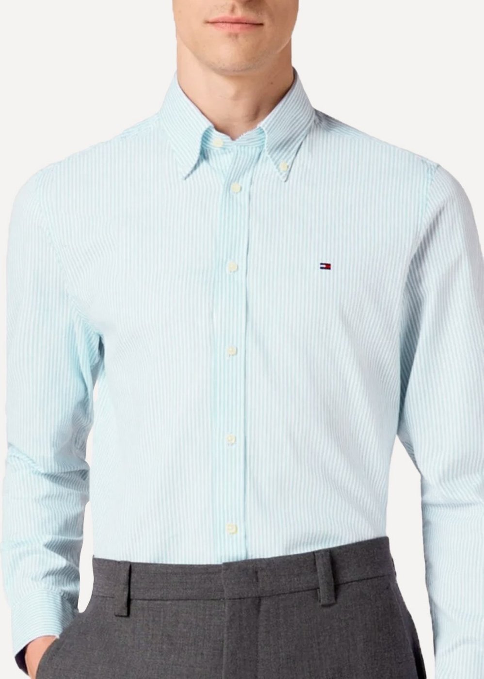 Imagem principal Camisa Tommy Hilfiger Masculina Regular Striped Poplin Claro azul Tommy Hilfiger azul