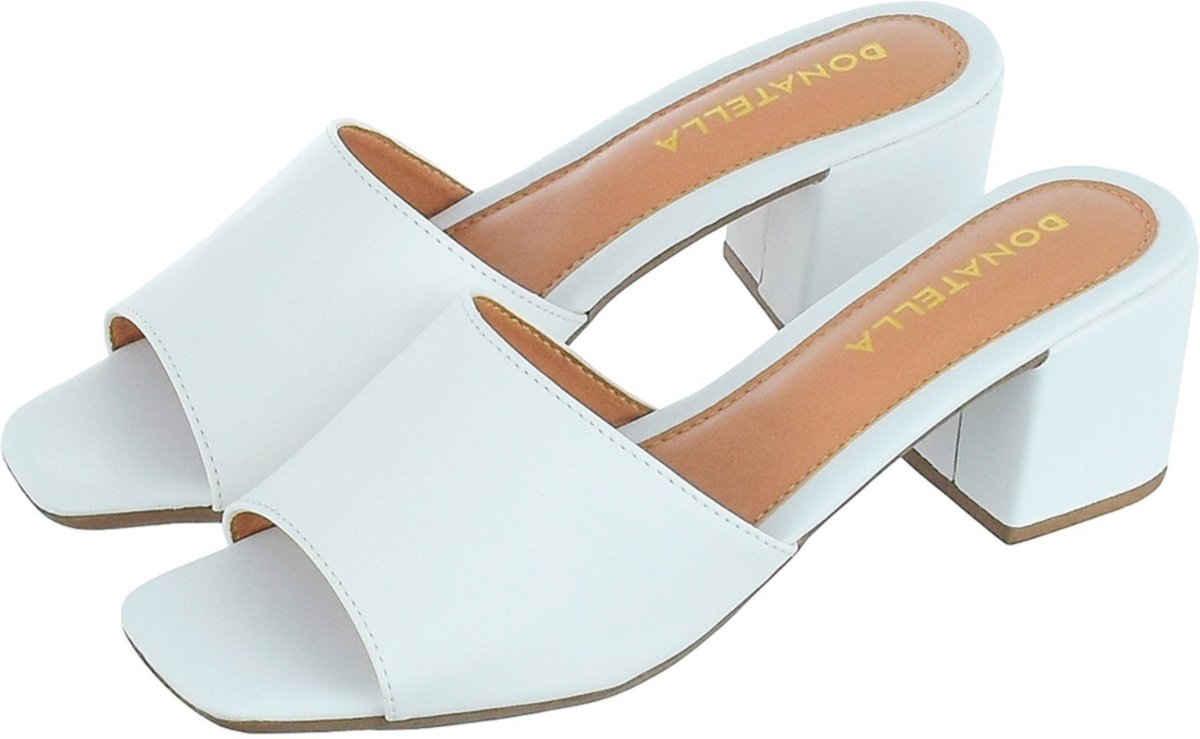 Imagem principal Sandália Feminina Tamanco Salto Alto Bloco CM Calçados Liso Monte Shoes branco Monte Shoes branco