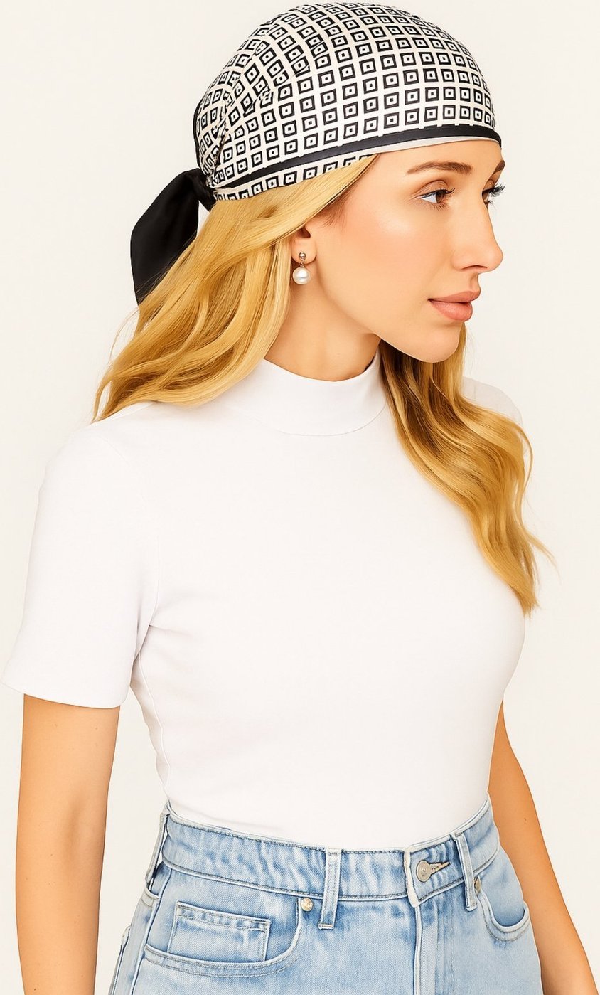 Lenço Cetim Boho DBell Outlet Fashion Boho Branco