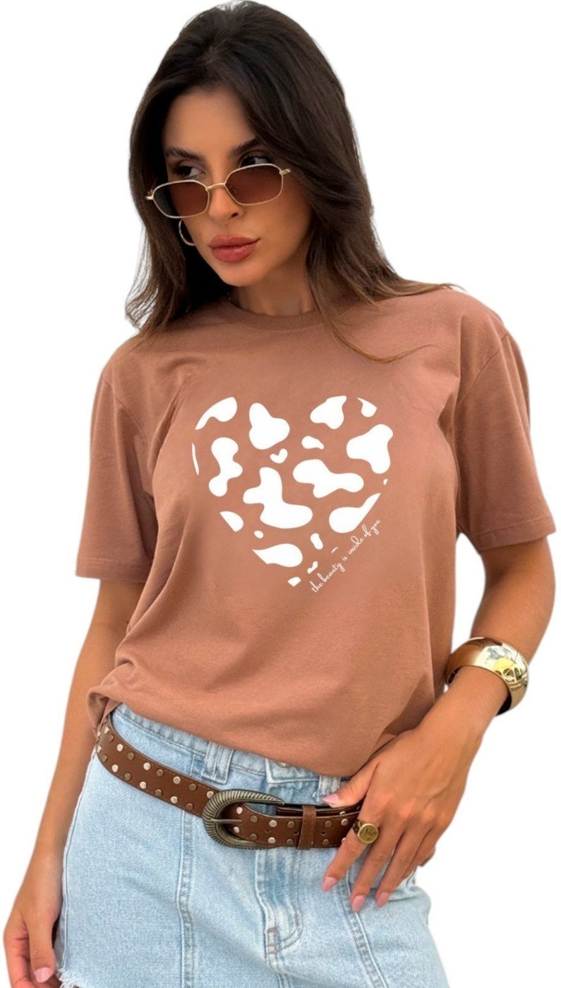 Camiseta Cianitas Estampa Coração The Beauty