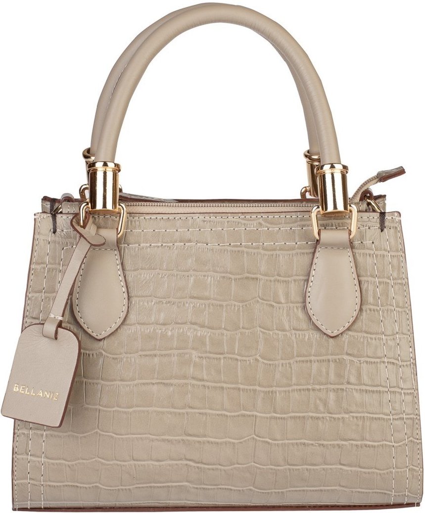 Imagem principal Bolsa Bellaniz Baú De Couro Croco Andressa - Amêndoa caramelo Bellaniz caramelo