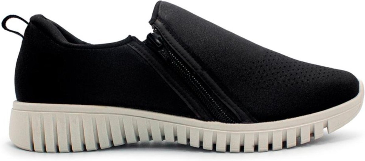 Imagem principal Tênis Usaflex Feminino Slip On Elastano Zíper Casual AE22039 preto Usaflex preto