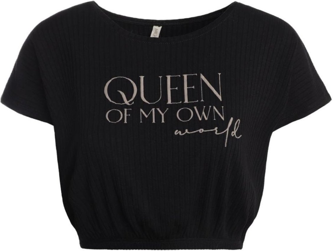 Blusa Canelada Cropped Manga Curta Feminina