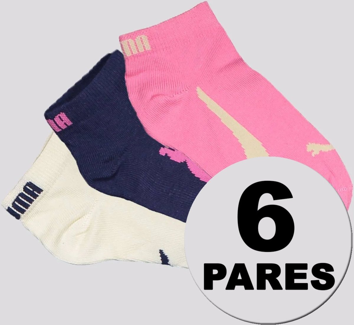 Kit Meia Puma Sapatilha 6 Pares Marinho e Off White