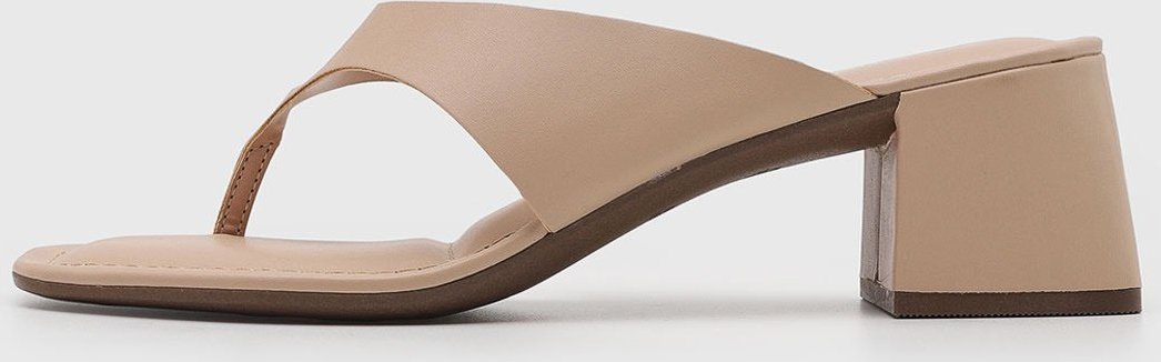 Imagem principal Sandália Feminina Via Uno Salto Bloco Bico Quadrado bege VIA UNO bege