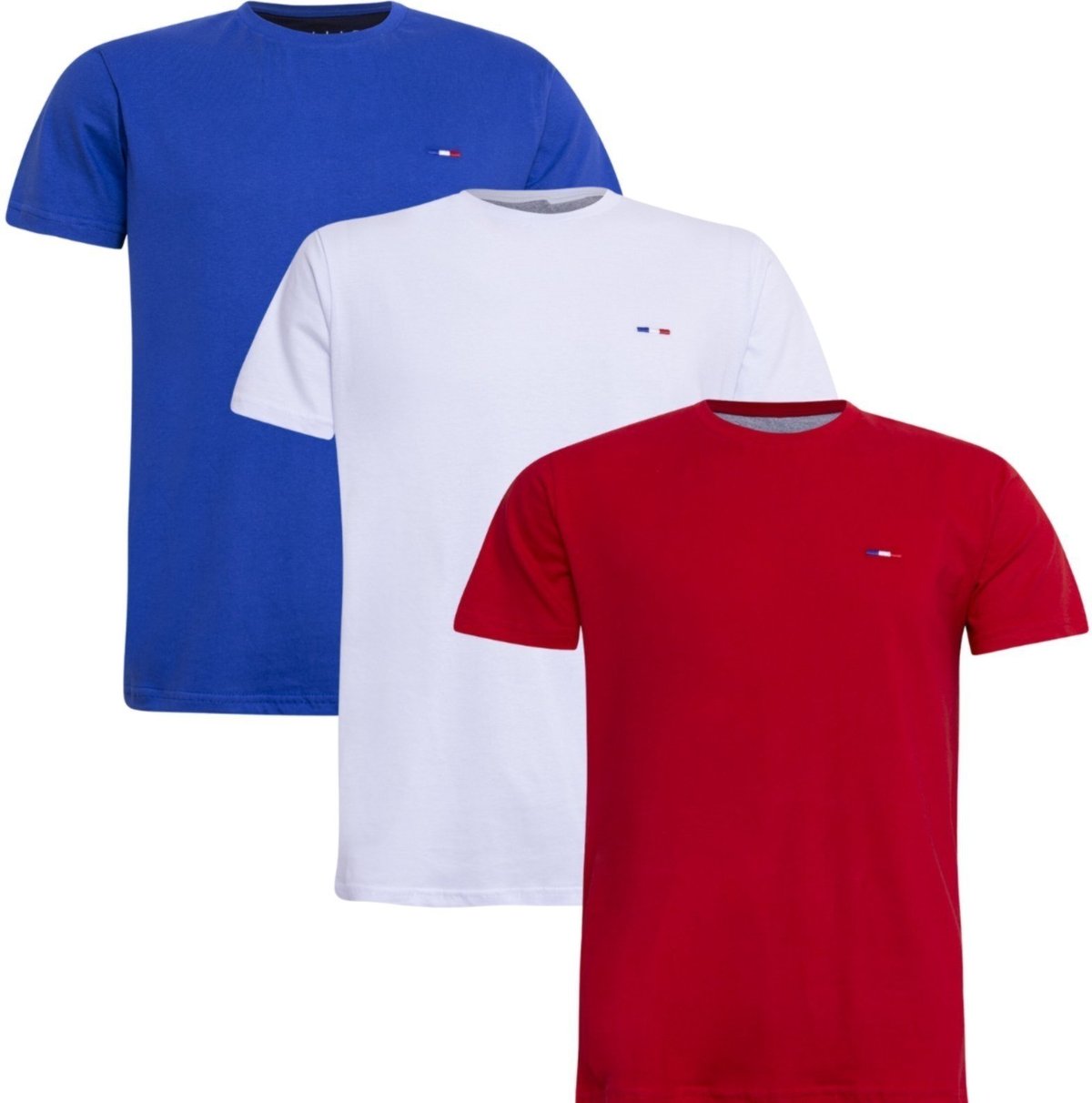 Imagem principal Kit 3 Peças Camisetas FMF Básicas Masculina em Algodão Premium no Estilo Tommy Bordado França Royal Branco Ver azul royal FMF azul royal