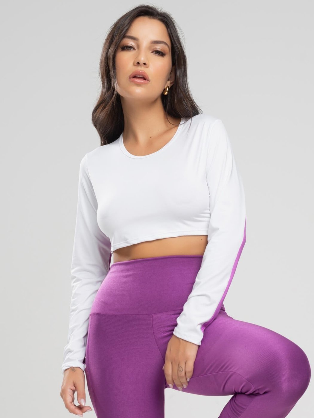 Imagem principal Cropped Manga Longa Fitness Tecido Proteção Solar Uv 50+ Beach Tennis Vicbela lilás/roxo Vicbela lilás/roxo