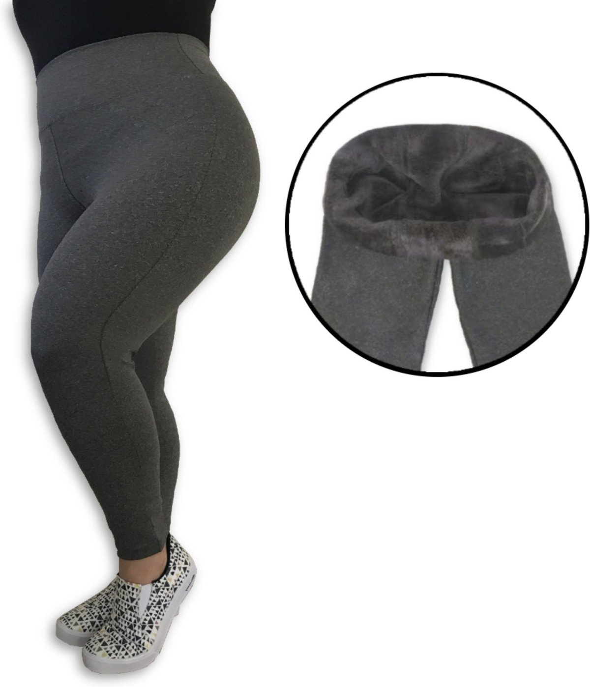 Calça Legging Plus Size Heide Ribeiro Flanelada Térmica Mescla