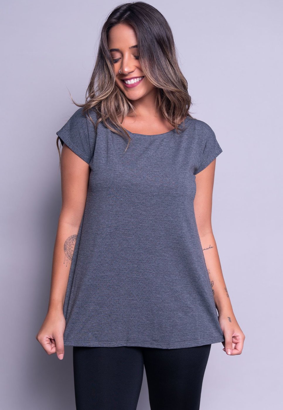 Imagem principal Blusa Serra e Mar Modas Fitness Marcella Academia Treino Fit Chumbo cinza SERRA E MAR MODAS cinza