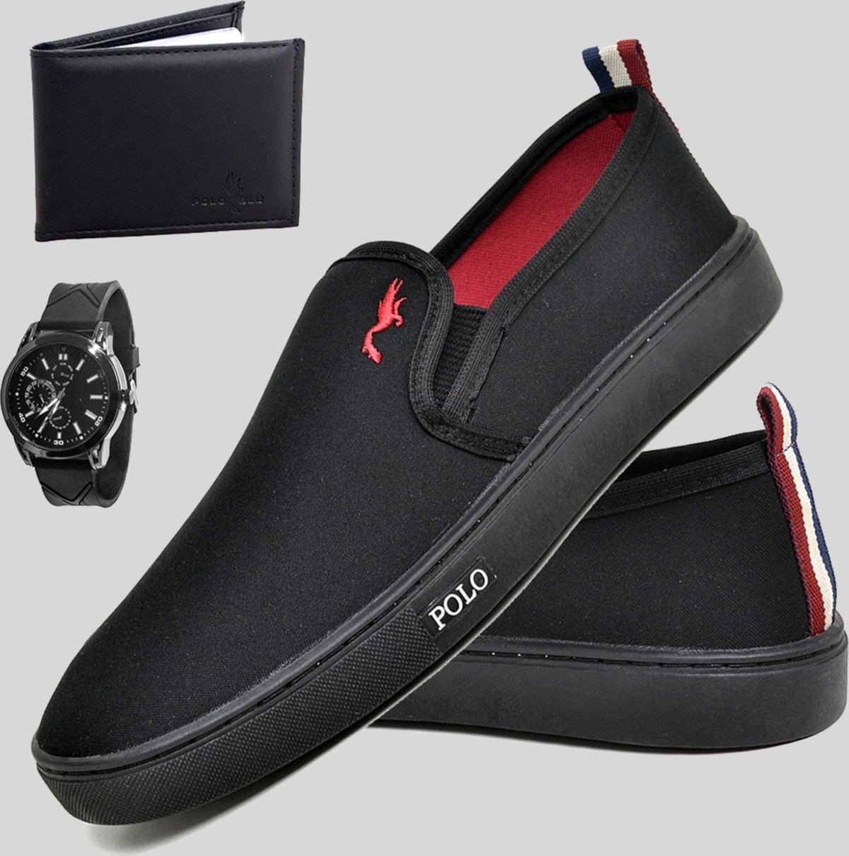 Imagem principal Sapato Iate Masculino Sapatilha Casual Slip Polo Kit Relogio e Carteira Polo Blu preto Polo Blu preto