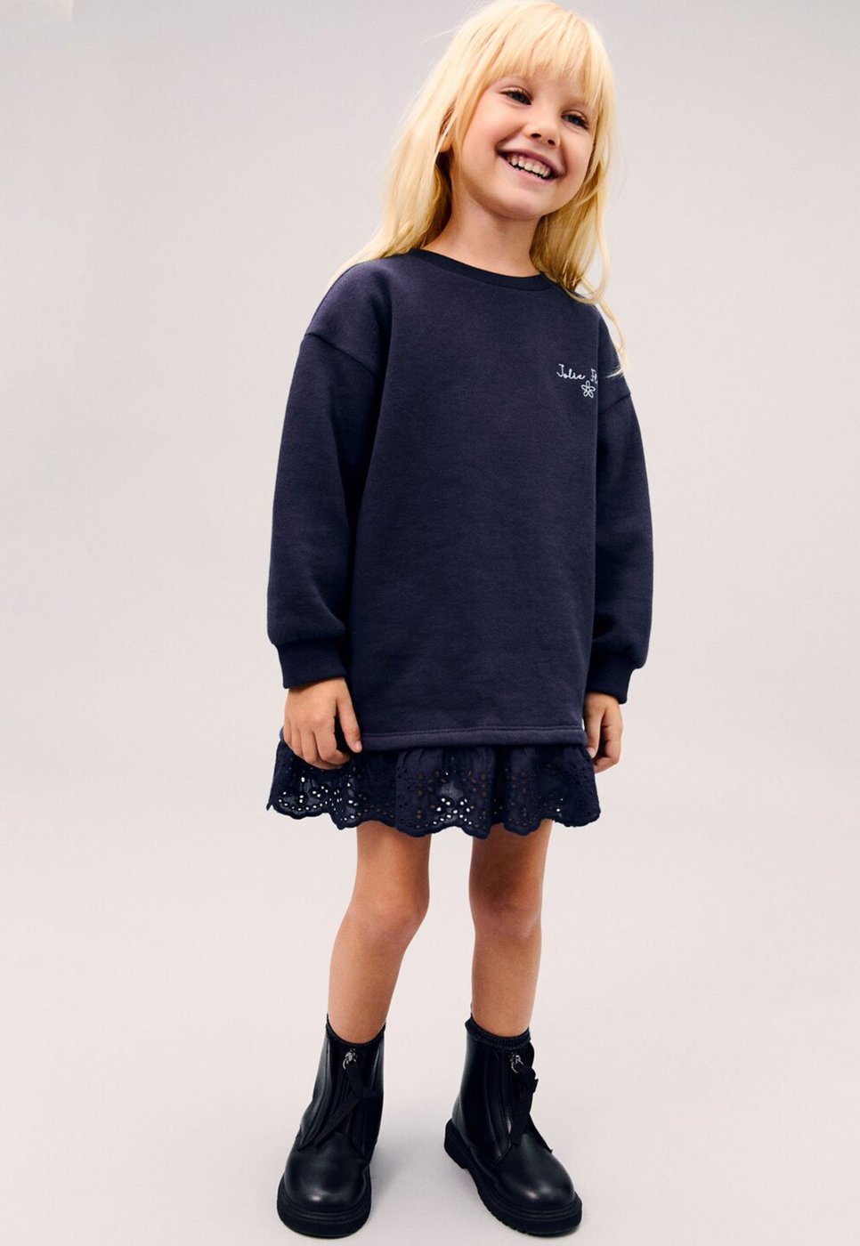 Imagem principal Vestido Manga Longa Mango Bordado Mango Kids azul marinho Mango Kids azul marinho