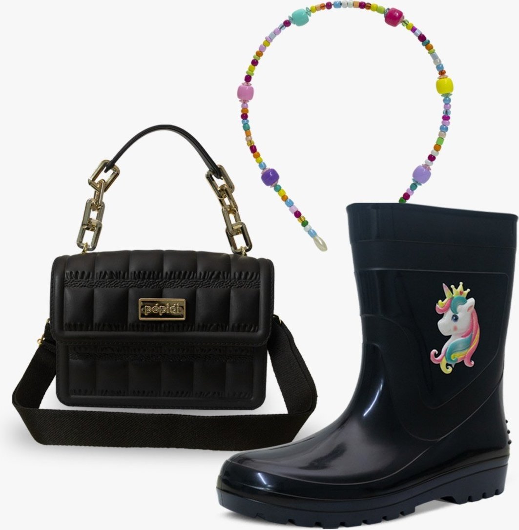 Imagem principal Infantil - Kit Galocha Unicórnio Bolsa e Tiara Colorida Pópidi preto Pópidí preto