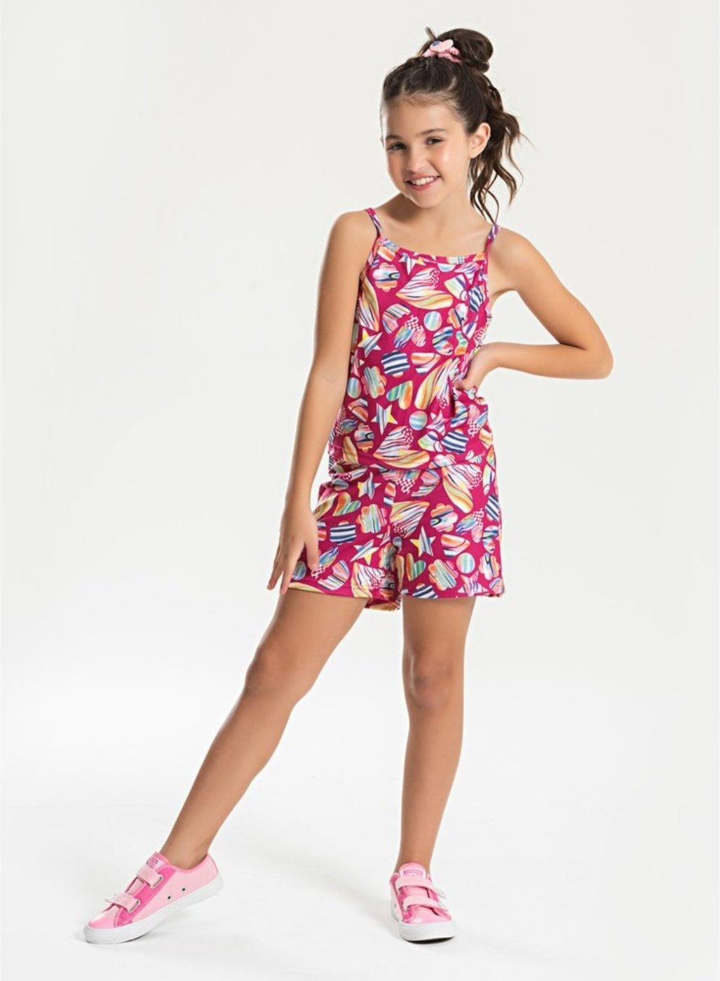 Imagem principal Infantil - Conjunto Verão Menina Pink Cropped Alcinha e Short Corações do Mar Molekada rosa pink Molekada rosa pink