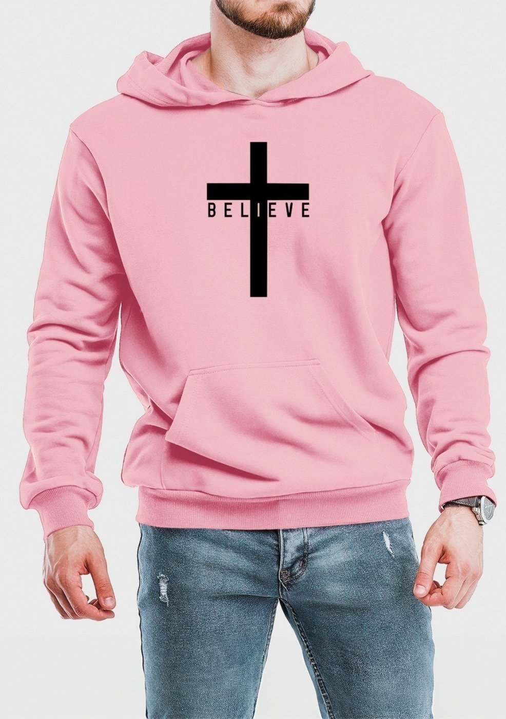 Imagem principal Blusa de Frio Moletom Flanelado Benellys Believe Canguru Claro rosa Benellys rosa