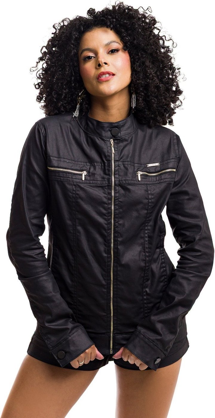 Jaqueta Restrito Jeans Resinada Com Elastano e Zíper