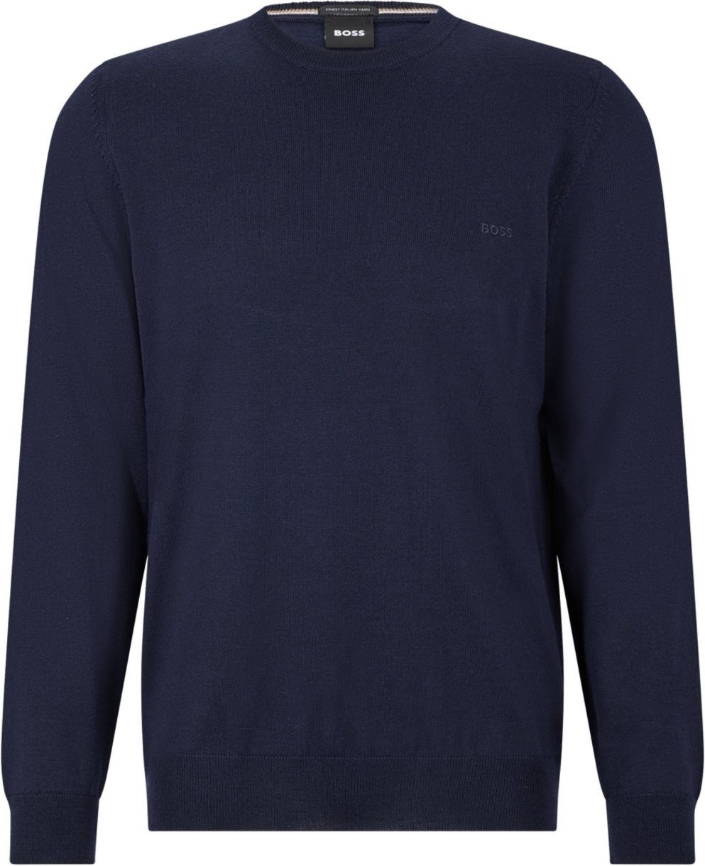 Imagem principal Suéter Com Logo Bordado Em Lã Responsável Azul Boss azul marinho Boss azul marinho