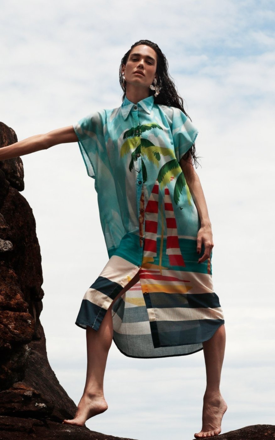 Imagem principal Saída de Praia Midi Voil Velas ao Vento De Chelles estampado De Chelles estampado