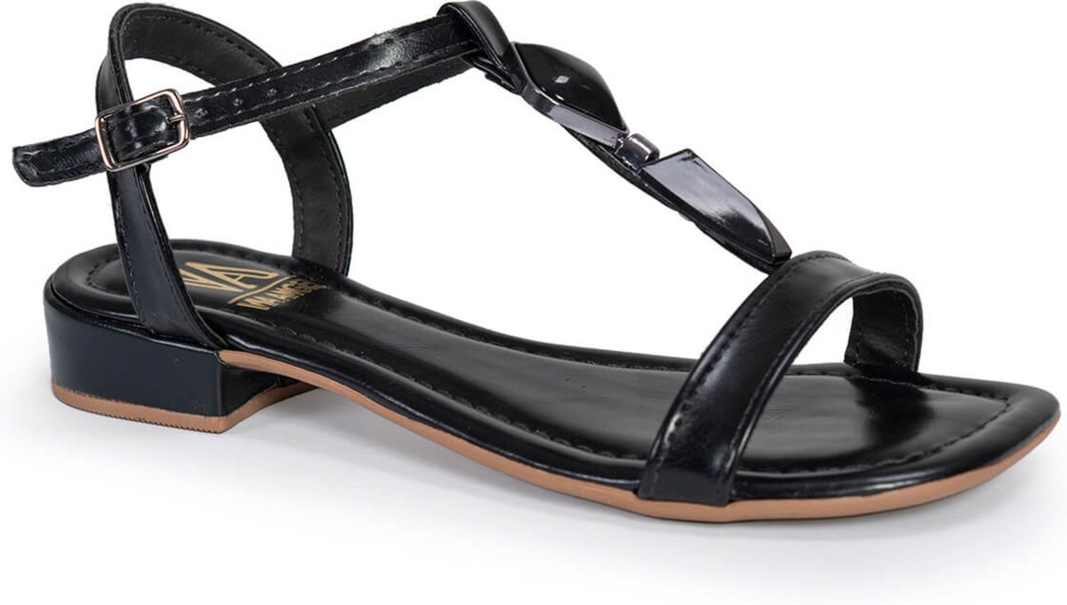 Imagem principal Sandalia Feminina Salto Baixo Grosso ABS Leve Confortável Via Angel 9801 preto VIA ANGEL preto