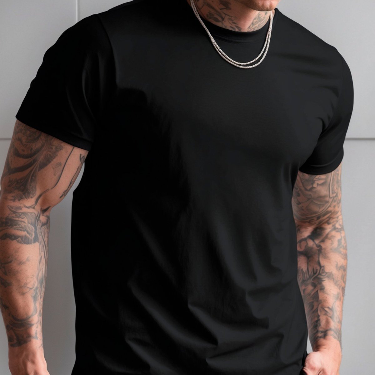 Camiseta Masculina Bredeni Básica Lisa Confortável Algodão Preta
