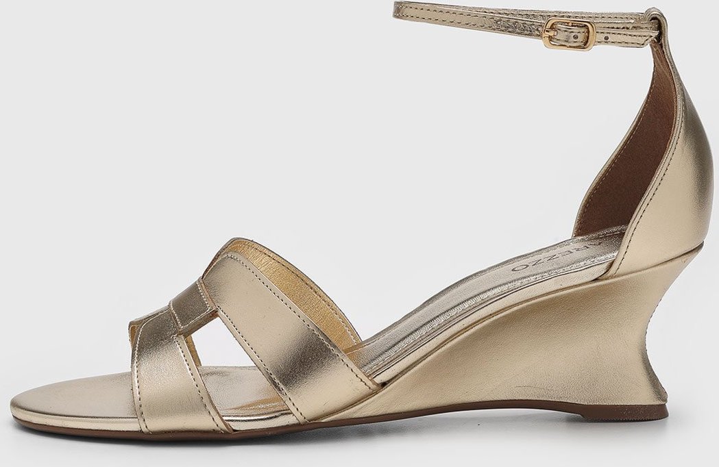 Imagem principal Sandália Feminina Arezzo Salto Anabela Tiras Dourada dourado Arezzo dourado
