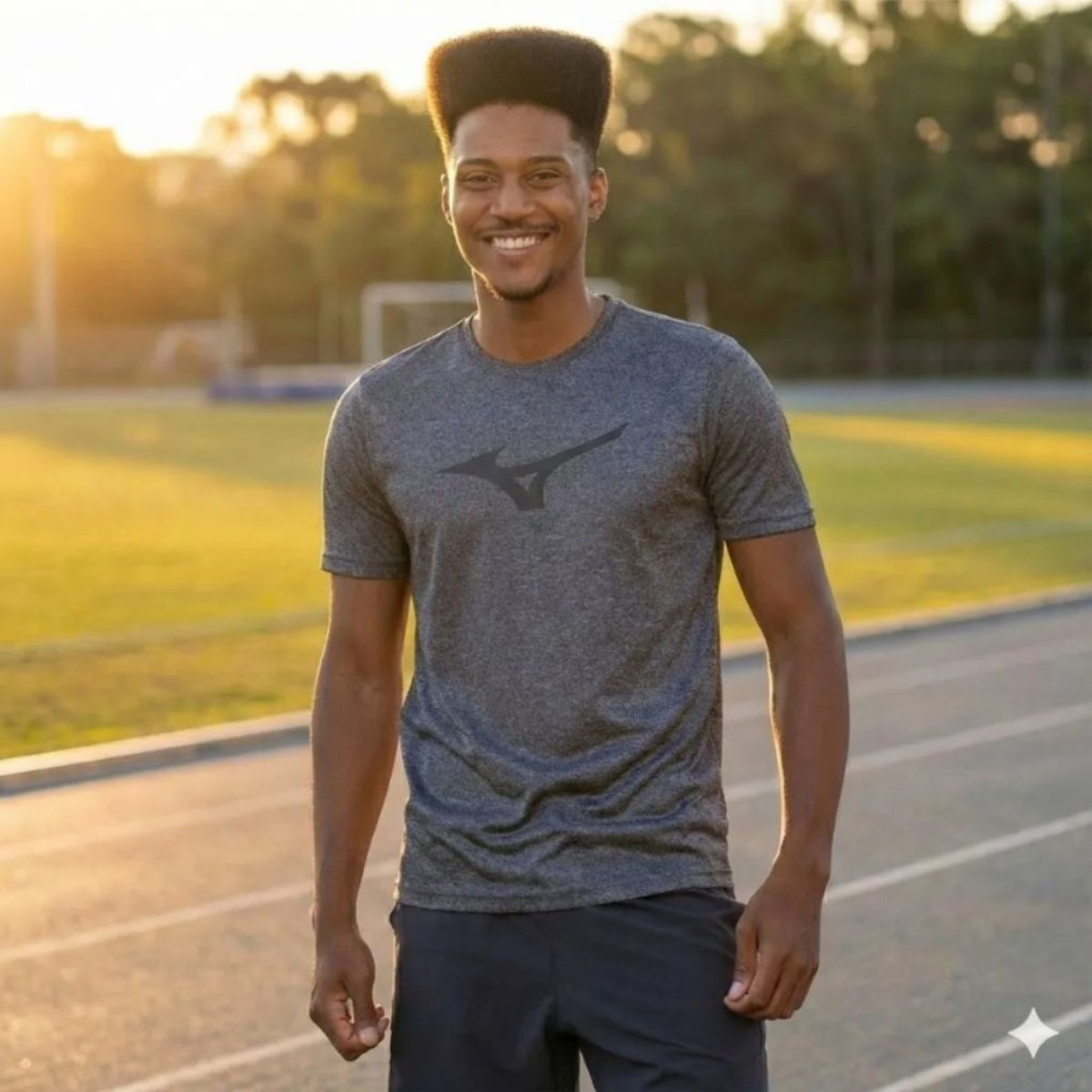 Imagem principal Camiseta Masculina Mizuno Spark Corrida Mescla/Preto cinza Mizuno cinza