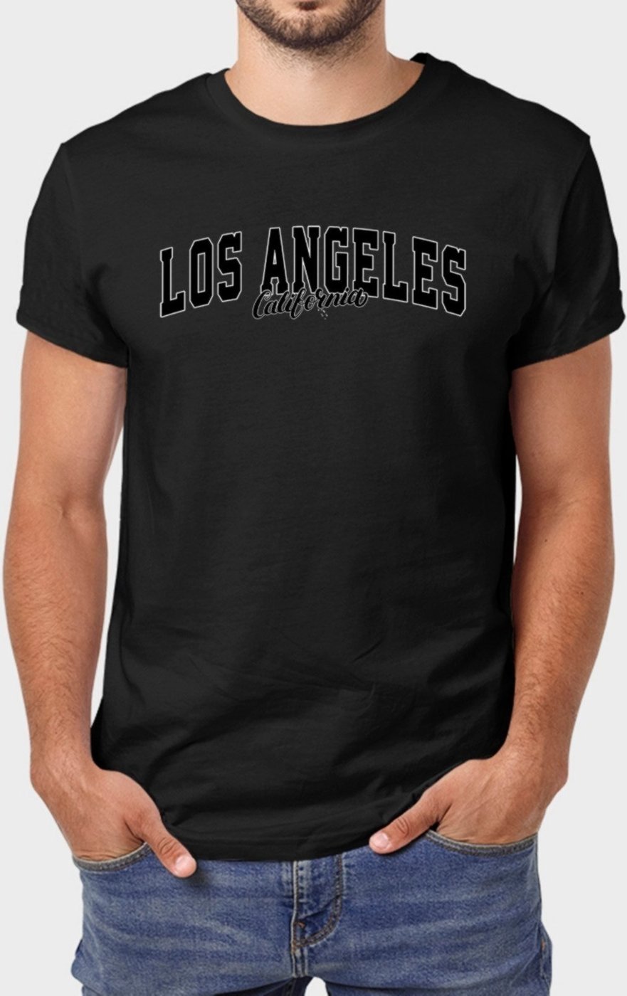 Imagem principal Camiseta Masculina Preta Los Angeles Algodão Premium Benellys preto Benellys preto