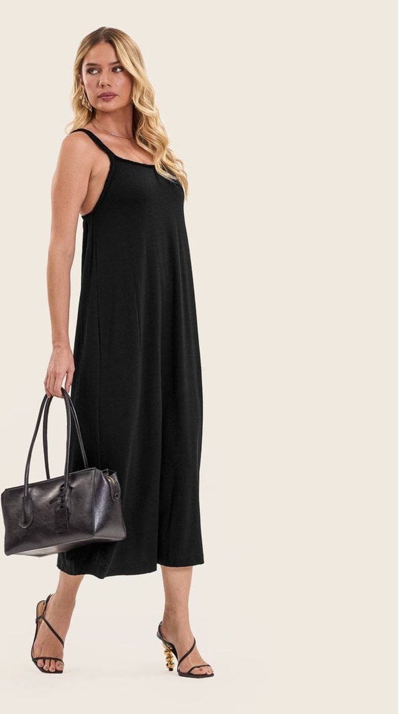 Vestido Midi de Alça em Visco Maquinetada Endless