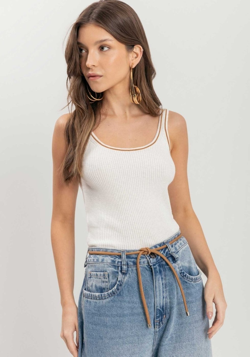 Blusa Lez a Lez Regata Justa De Alças Em Tricô